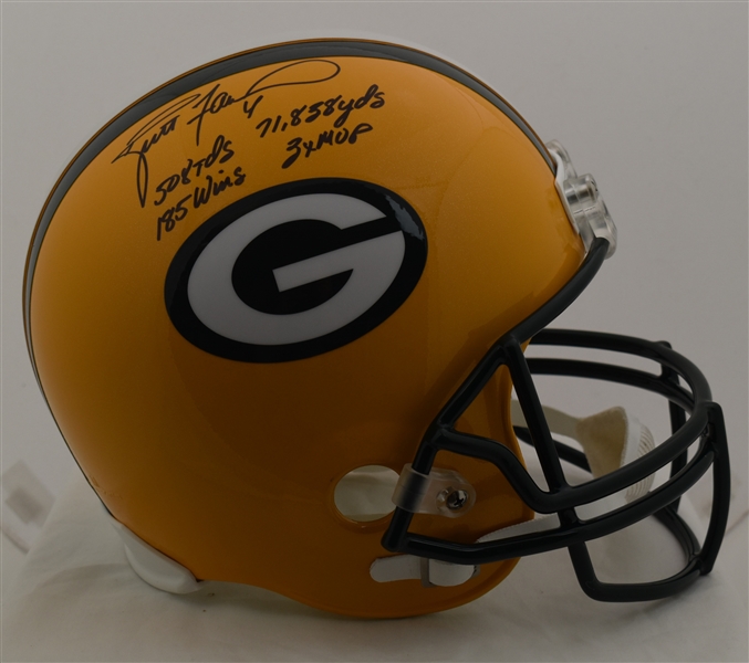 Brett Favre Autographed & Multi Inscribed STAT Helmet