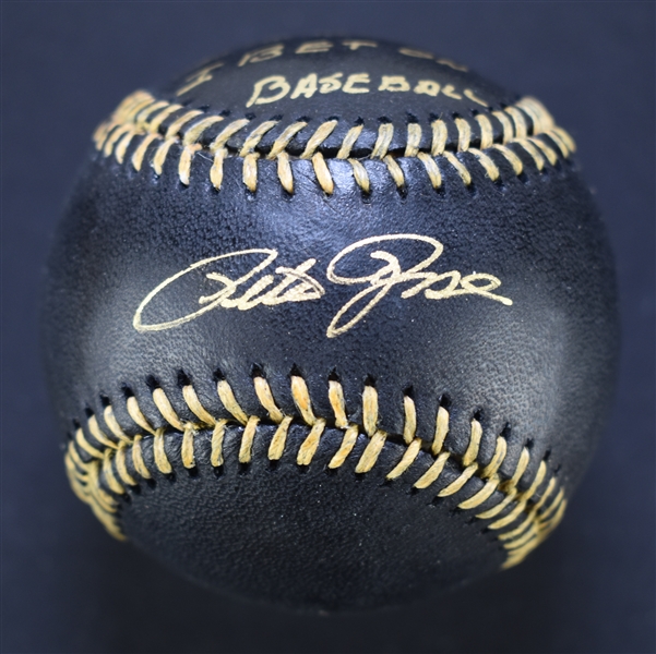 Pete Rose Autographed & Inscribed "Bart - Im Sorry I Bet on Baseball" Black Baseball