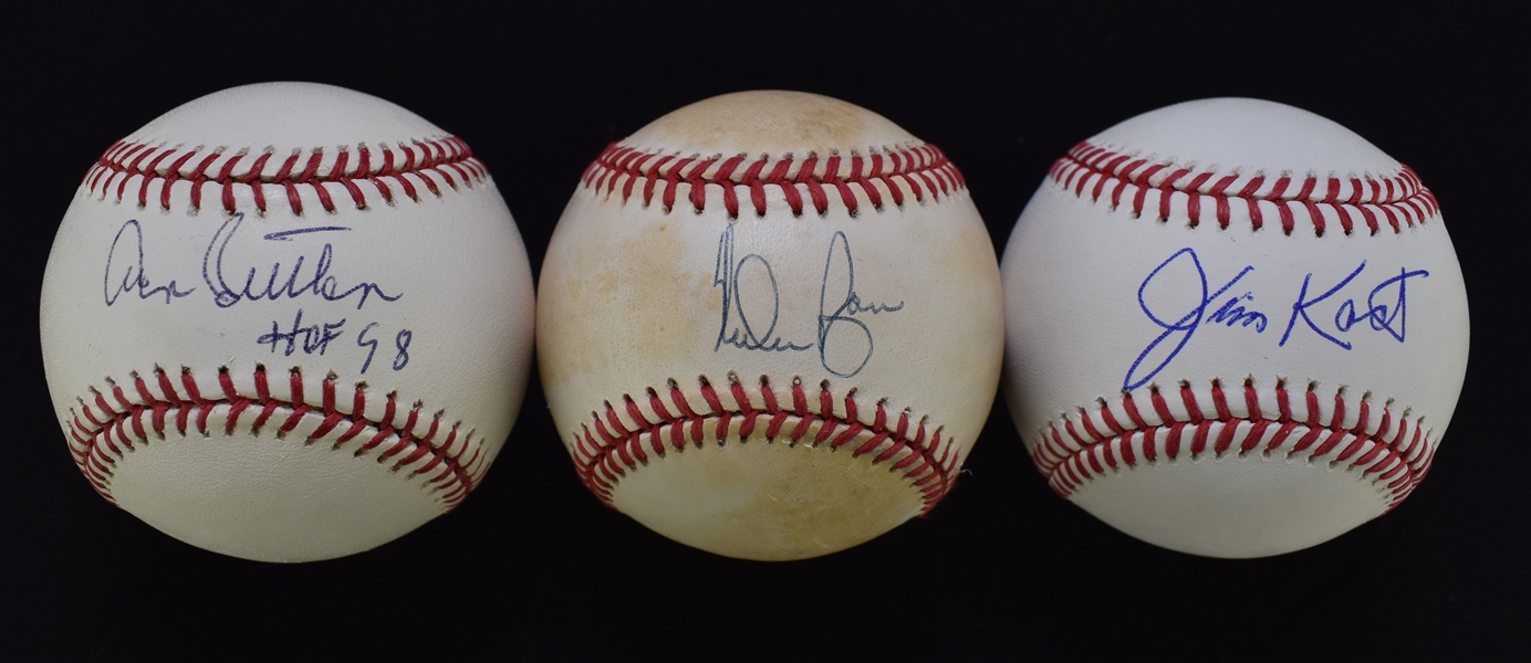 Nolan Ryan Don Sutton & Jim Kaat Lot of 3 Autographed Baseballs