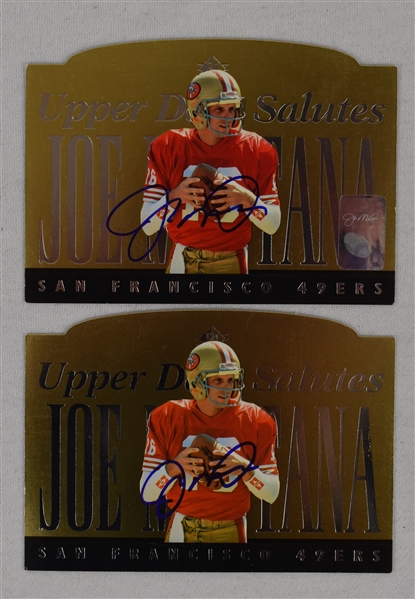 Joe Montana Lot of 2 Autographed Limited Edition Upper Deck Cards