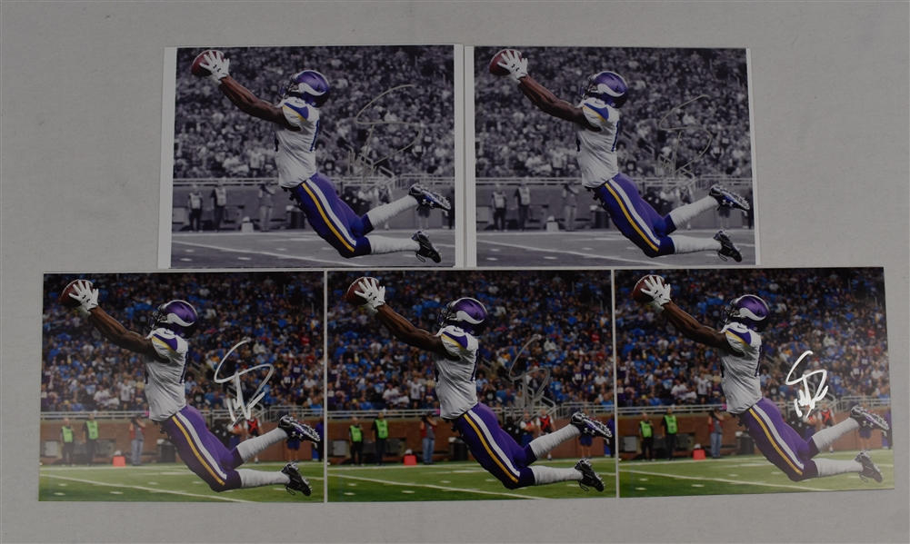 Stefon Diggs Lot of 5 Autographed 8x10 Photos