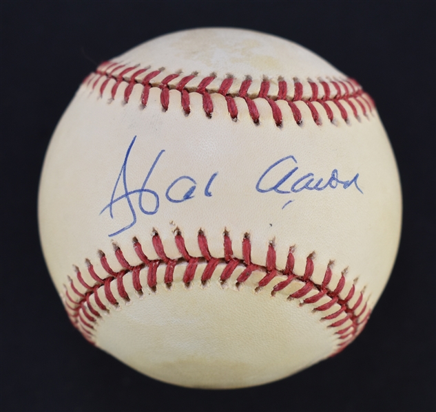 Hank Aaron Autographed ONL William White Baseball