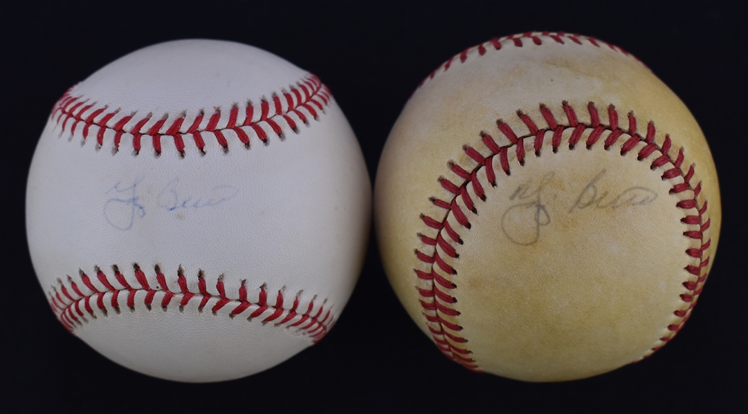 Yogi Berra Lot of 2 Autographed Baseballs
