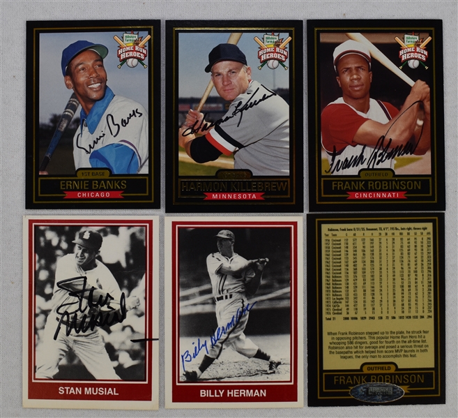 MLB Lot of 5 Autographed Baseball Cards w/Ernie Banks
