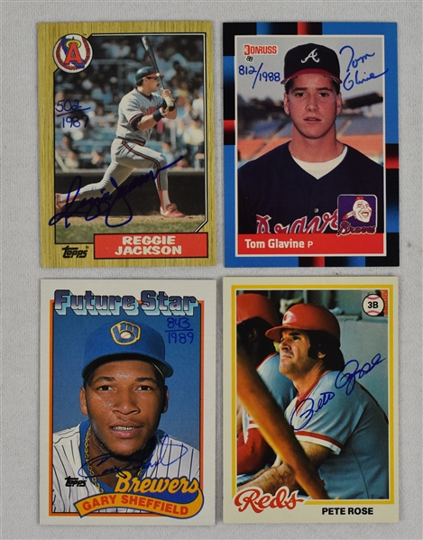 MLB Lot of 4 Autographed Baseball Cards w/Reggie Jackson