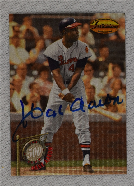 Hank Aaron Autographed Ted Williams 500 HR Club Baseball Card