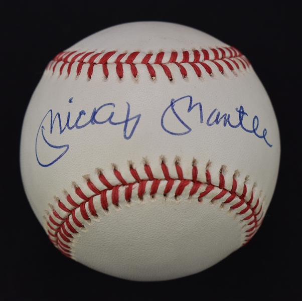 Mickey Mantle Autographed OAL Bobby Brown Baseball Mint