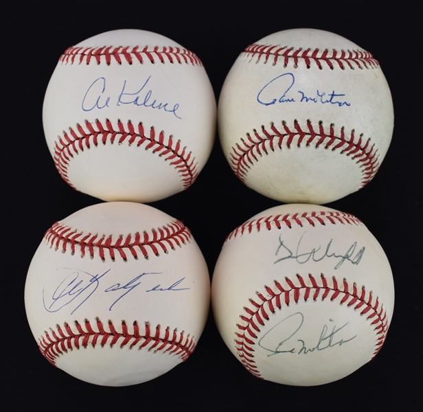 Lot of 4 Autographed 3000 Hit Club Baseballs w/Carl Yastrzemski