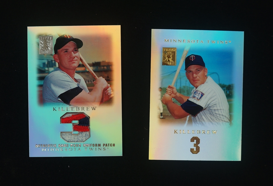 Harmon Killebrew Lot of 2 Topps 2001 Tribute Cards w/Game Used Jersey Patch