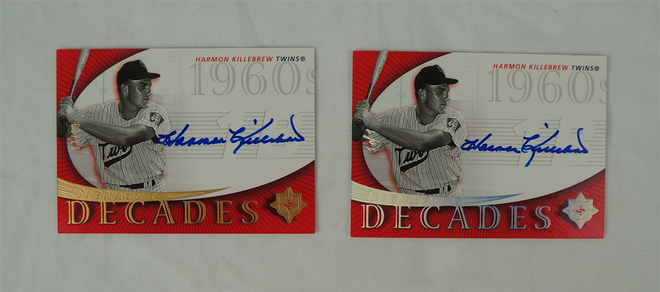 Harmon Killebrew Both variations of 2005 Upper Deck Signature Decades 1960 Autographed Cards