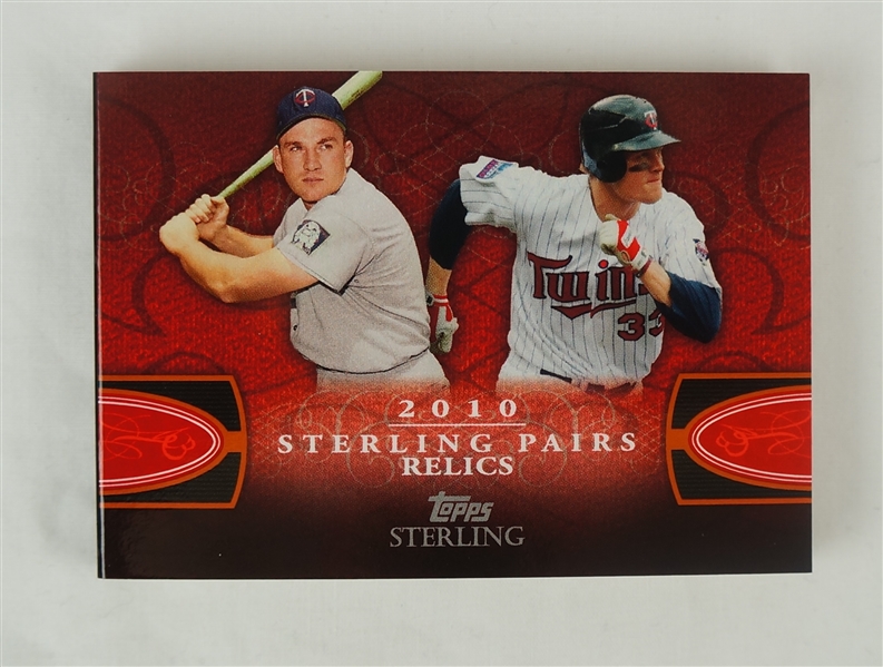 Harmon Killebrew & Justin Morneau 2010 Topps Sterling Pairs Relics Card #1/10