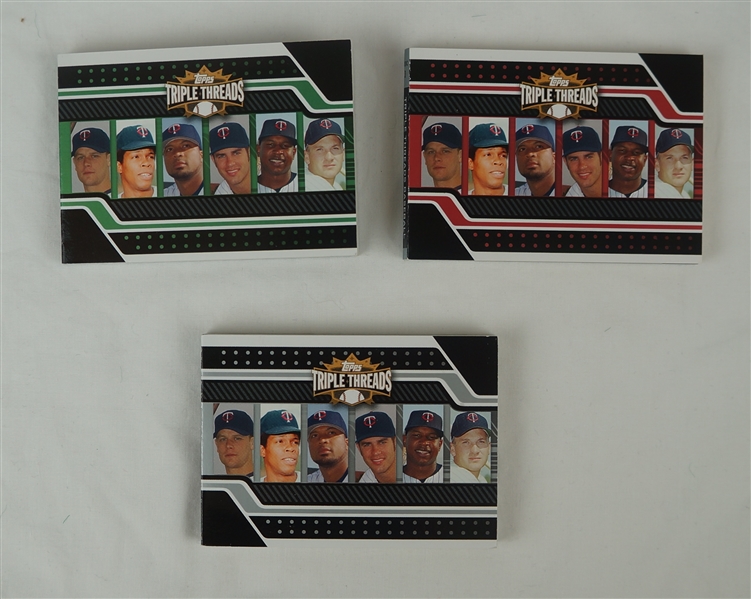 Morneau/Carew/Liariano/Mauer/Young/Killebrew Lot of 3 Topps 2008 Triple Threads Cards 