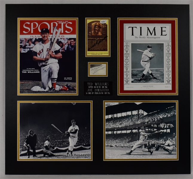 Ted Williams & Joe DiMaggio Autographed Matted Display