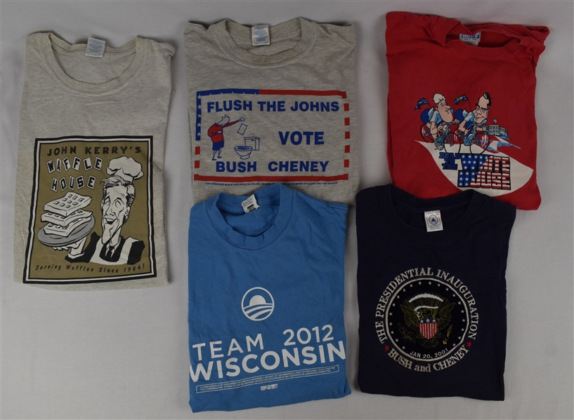 Lot of 5 Political Memorabilia T-Shirts