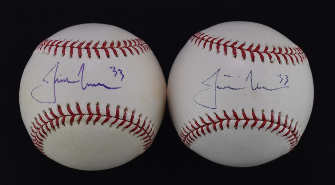 Justin Morneau Lot of 2 Autographed Baseballs