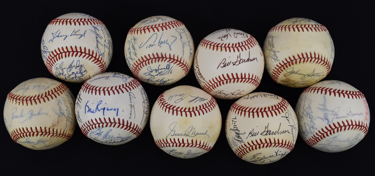 Vintage Minnesota Twins Collection of 9 Team Signed 1970s-90s Baseballs