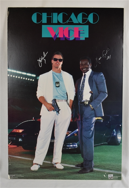 Walter Payton & Jim McMahon Miami Vice Autographed Poster