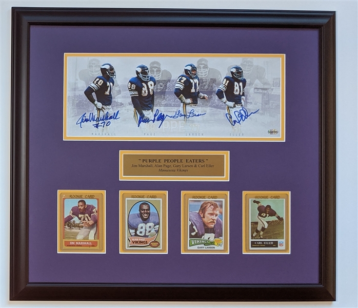 Purple People Eater Autographed Panoramic Framed Rookie Card Framed Display