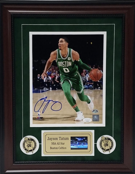 Jayson Tatum Autographed & Custom Framed Boston Celtics 16x20 Photograph Display w/Video