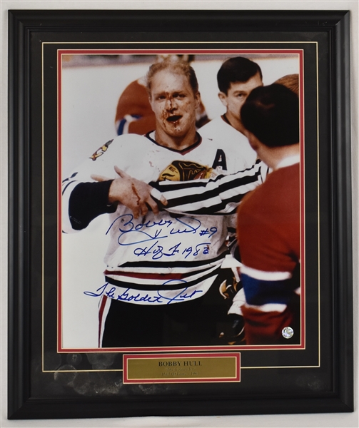 Bobby Hull Autographed Inscribed 16x20 Framed Photo