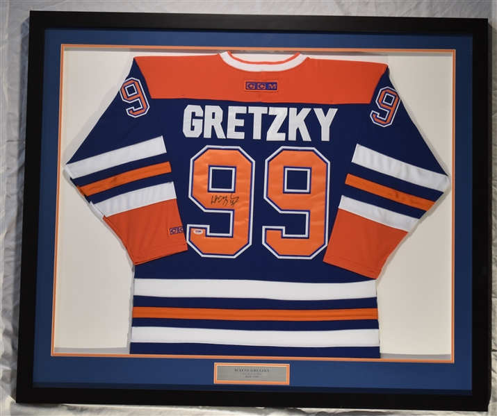 Wayne Gretzky Autographed & Framed Edmonton Oilers Jersey PSA/DNA