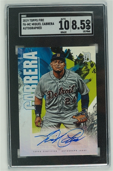 Miguel Cabrera 2019 Topps Fire Autographed Card SGC 10 Gem Mint