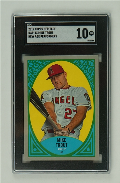 Mike Trout 2019 Topps Heritage Card #NAP-13 SGC 10 Gem Mint
