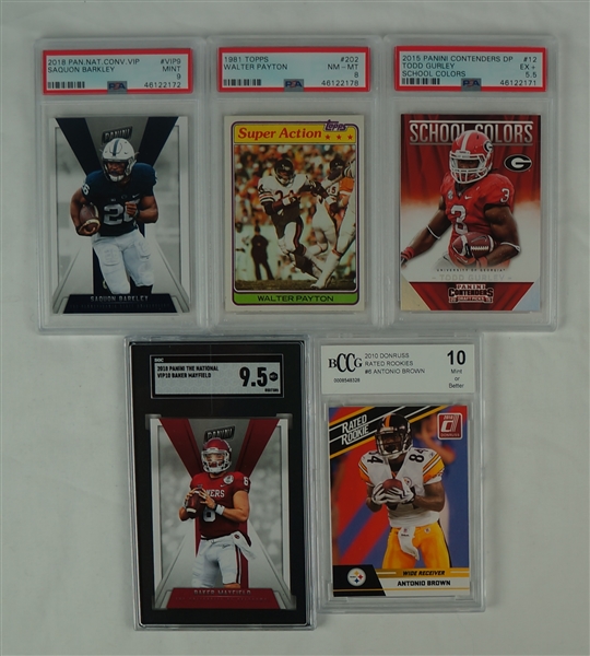 Collection of 5 Running Back Graded Cards w/Saquon Barkley