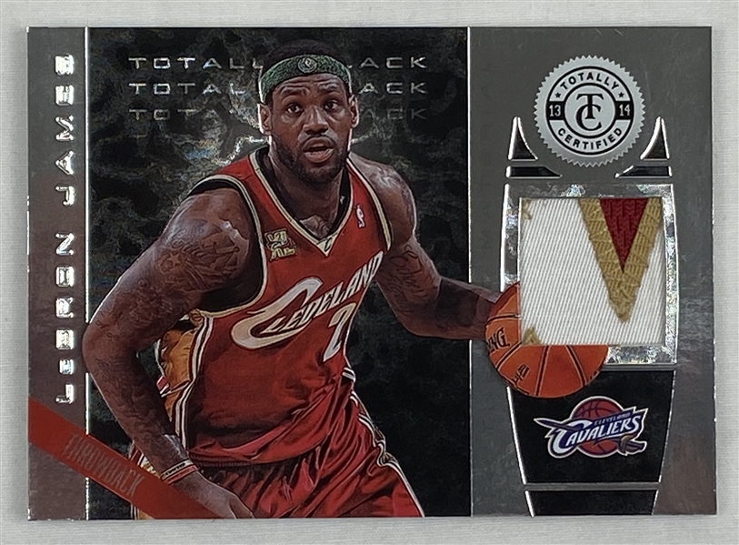 LeBron James 2013-14 Panini Totally Certified 1 of 1 Game Used Jersey Patch Card #151