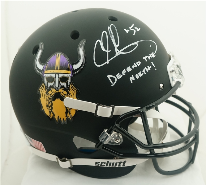 Chad Greenway Autographed & Inscribed Minnesota Vikings Full Size Replica Helmet