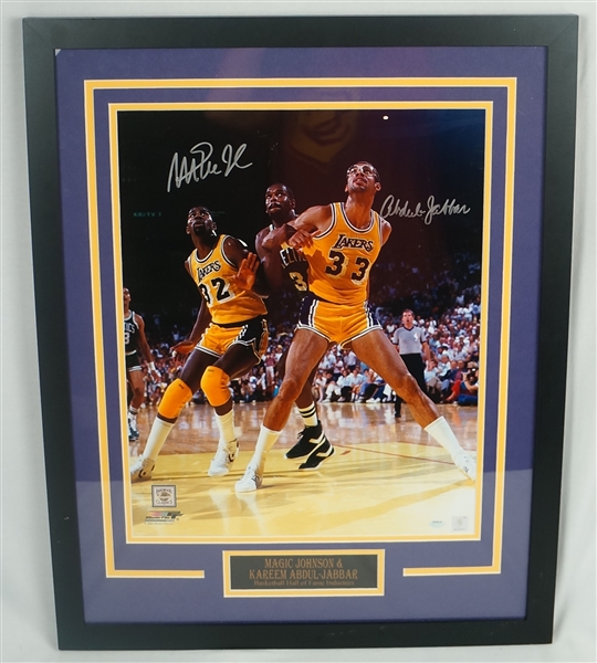 Magic Johnson & Kareem Abdul-Jabbar Autographed & Framed 16x20 Photo