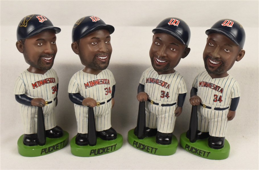 Kirby Puckett Lot of 4 Autographed Bobbleheads w/Puckett Family Provenance