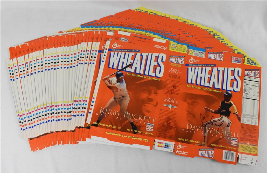 Dave Winfield Lot of 27 Autographed Wheaties Boxes w/Puckett Family Provenance
