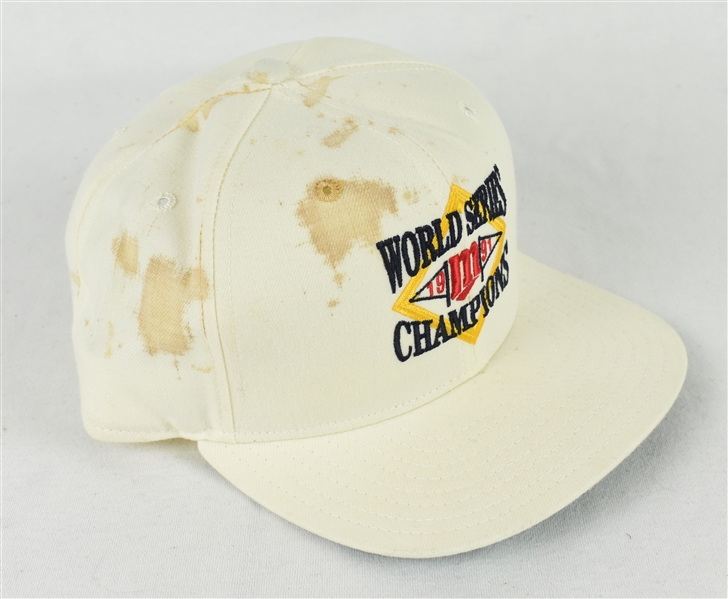 Kirby Pucketts 1991 World Series Worn Locker Room Hat w/Puckett Family Provenance