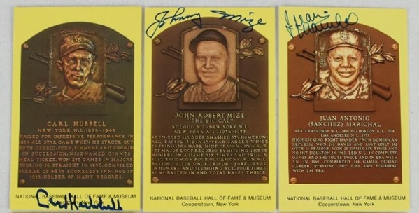Collection of 5 Autographed Hall of Fame Plaque Postcards w/Carl Hubbell  