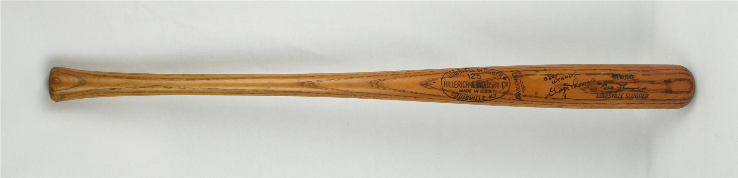 George Thomas Vintage Game Used & Autographed Louisville Slugger Bat