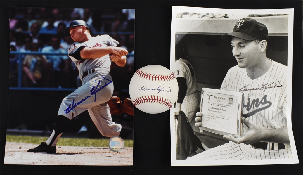 Harmon Killebrew Autographed Baseball & 8x10 Photos