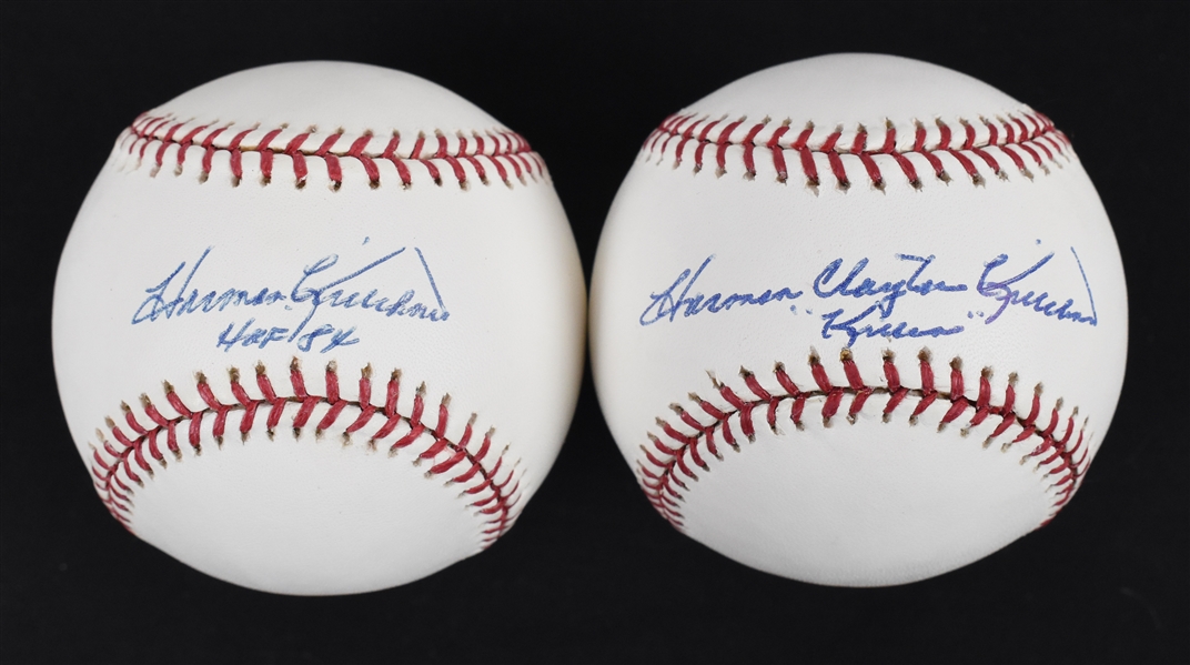 Harmon Killebrew Lot of 2 Autographed & Inscribed Baseballs