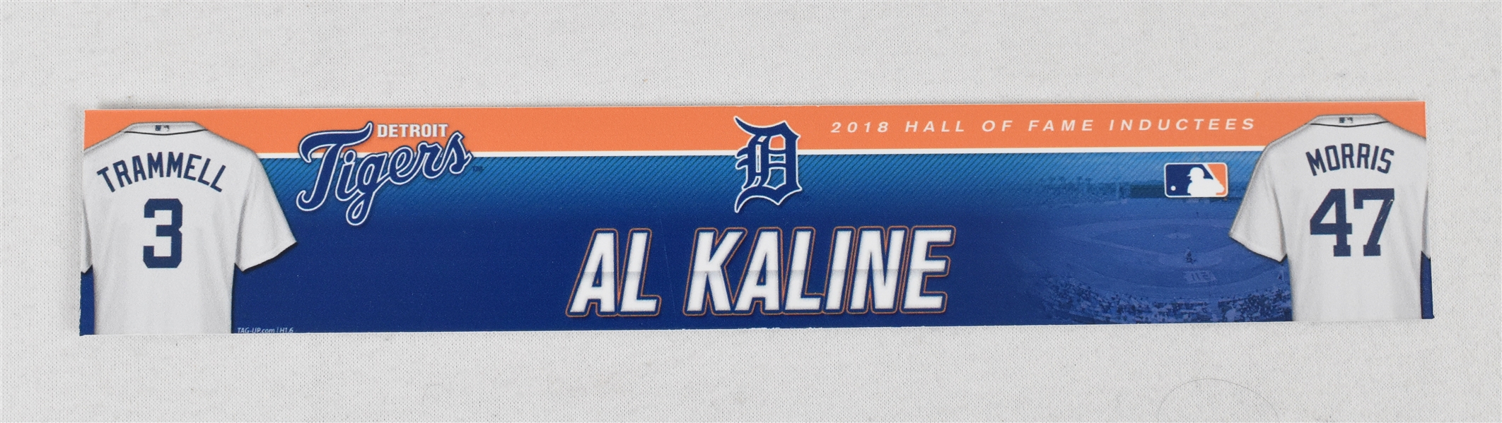 Al Kaline Tigers Team Issued Locker Nameplate w/ 2018 HOF Inductees Jack Morris & Alan Trammel 