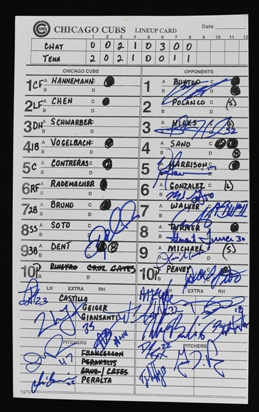 2015 MN Twins AA Chattanooga Lookouts (League Champs) Game Used Team Autographed Lineup Card