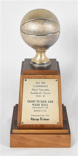 Trent Tucker Big 10 Minnesota Gophers MVP Trophy w/Letter of Provenance