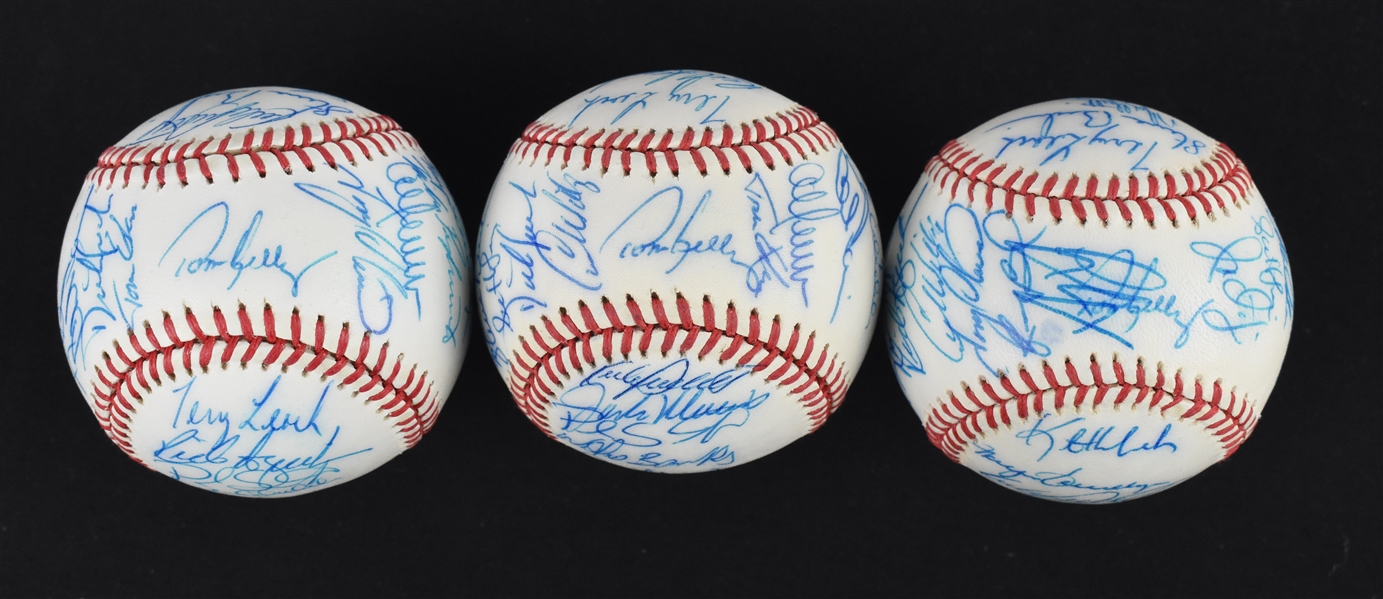 Kirby Pucketts 1991 Lot of 3 Team Signed Baseballs w/Puckett Family Provenance 