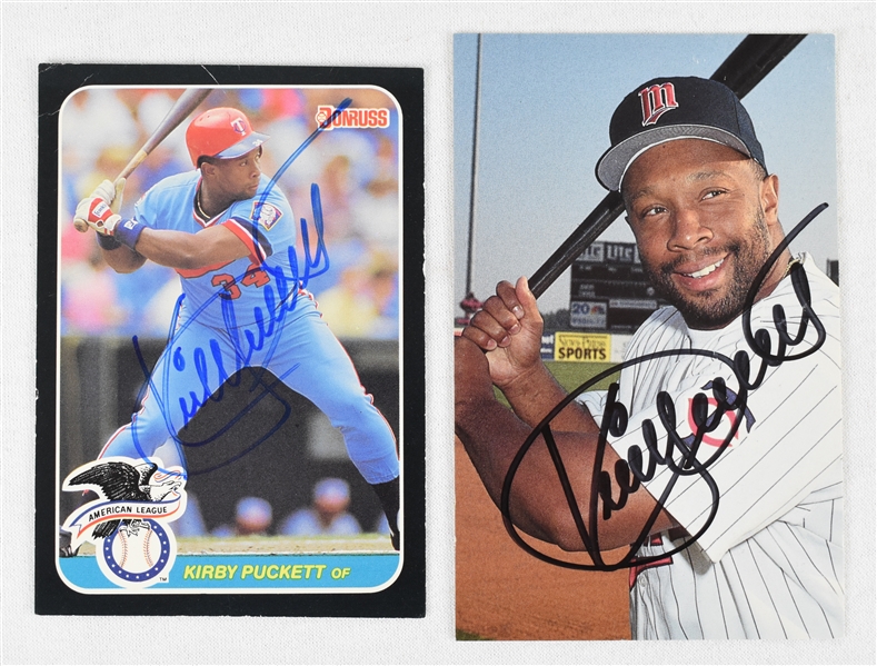 Kirby Puckett Lot of 2 Autographed Cards w/Puckett Family Provenance