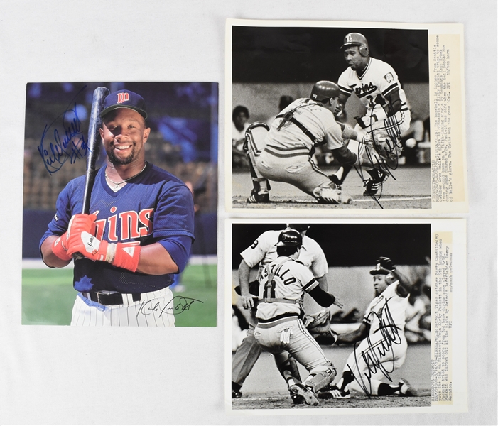 Kirby Puckett Lot of 3 Autographed Photos w/Puckett Family Provenance