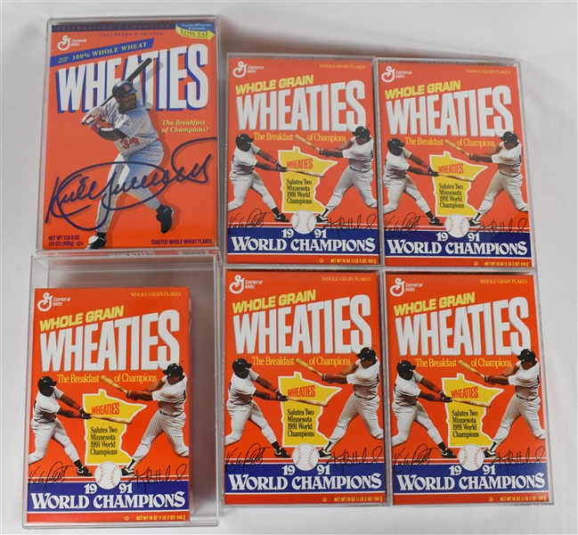 Kirby Puckett Lot of 6 Wheaties Boxes & Cases w/Puckett Family Provenance