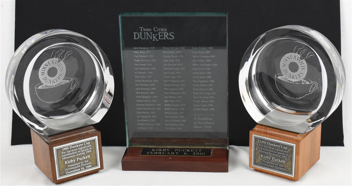 Kirby Puckett Lot of 3 Minneapolis Dunkers Awards w/Puckett Family Provenance