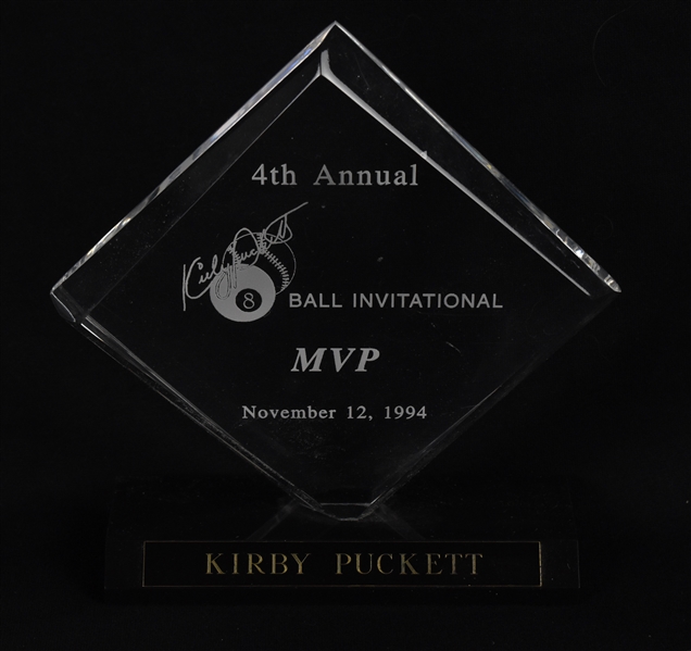 Kirby Puckett 1994 8-Ball Invitational MVP Award w/Puckett Family Provenance