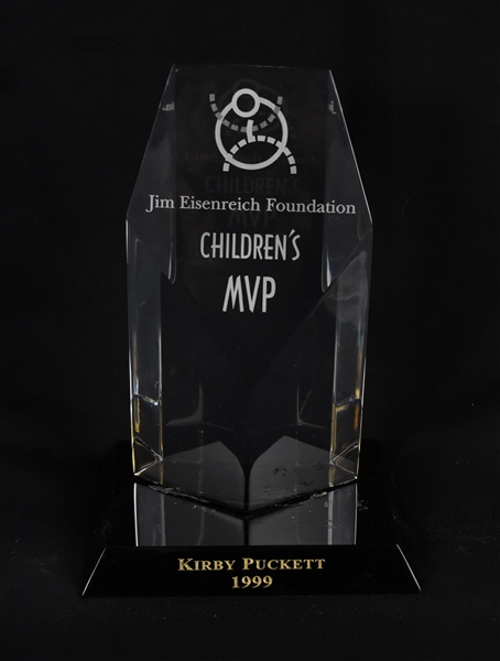 Kirby Puckett 1999 Jim Eisenreich Foundation Childrens MVP Award w/Puckett Family Provenance