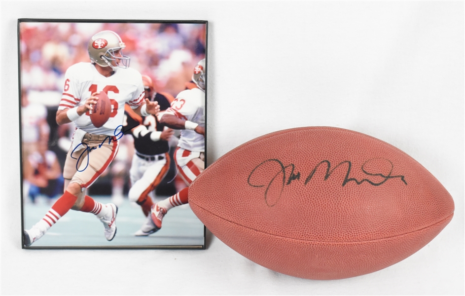 Joe Montana Autographed Football & 8x10 Photo