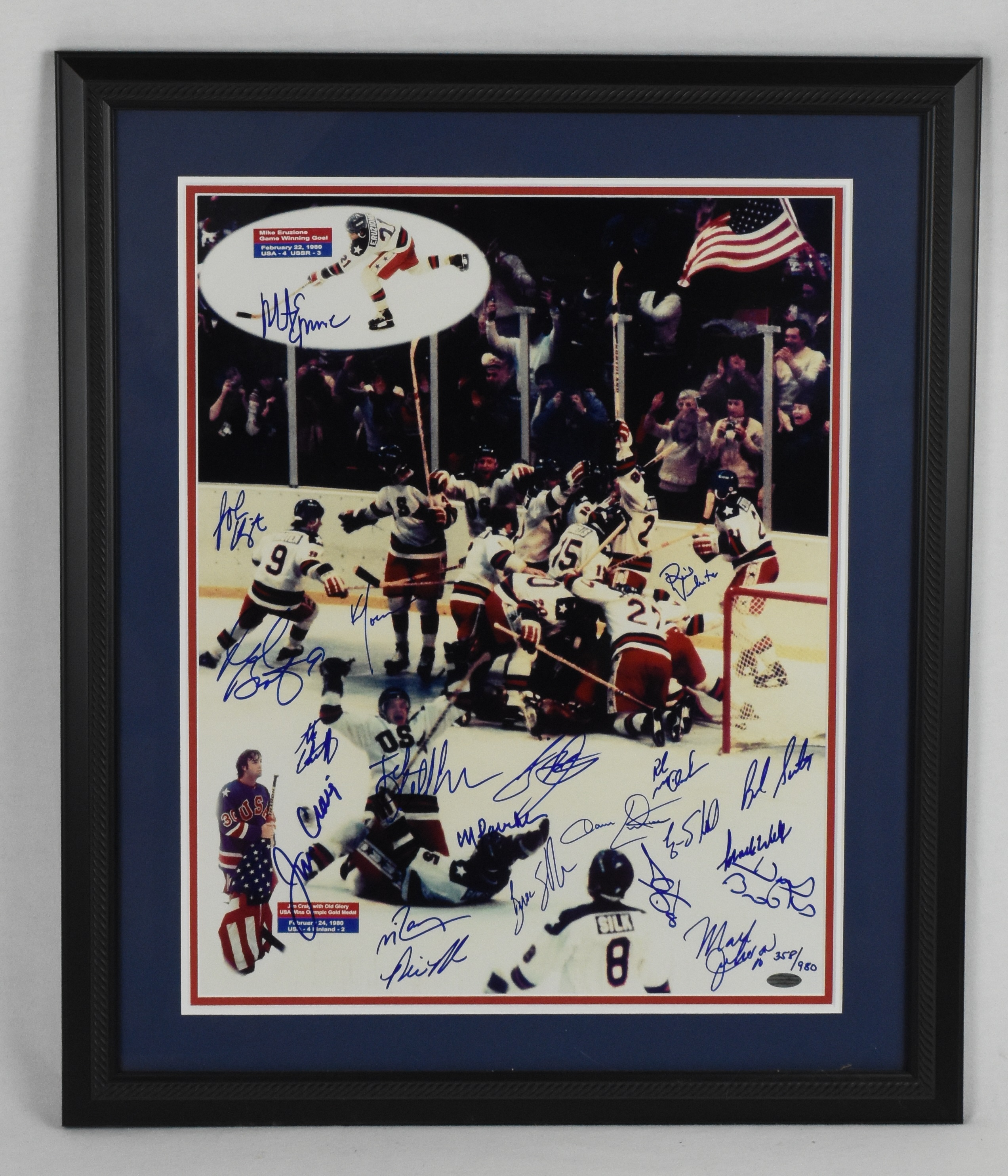 1980 USA Miracle on Ice Olympic Hockey Framed & Matted Photo